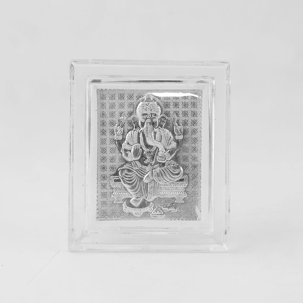 Embossed Silver-plated Lord Ganesha Photo Frame  (1 Pc)
