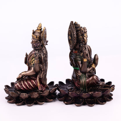 Laxmi Ganesh Resin Brass Metal Finishing Murti, Ganesha Lakshmi murti 4cm