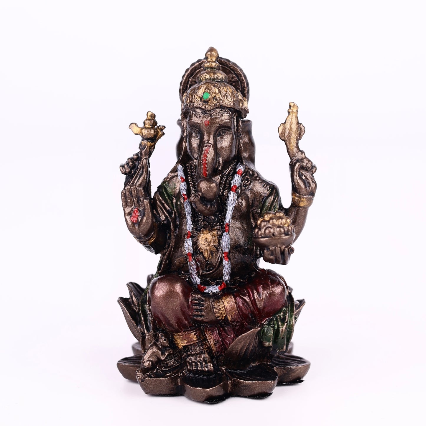 Laxmi Ganesh Resin Brass Metal Finishing Murti, Ganesha Lakshmi murti 4cm Height Statue for Pooja, Home Decor, and Car Dashboard 1 Set