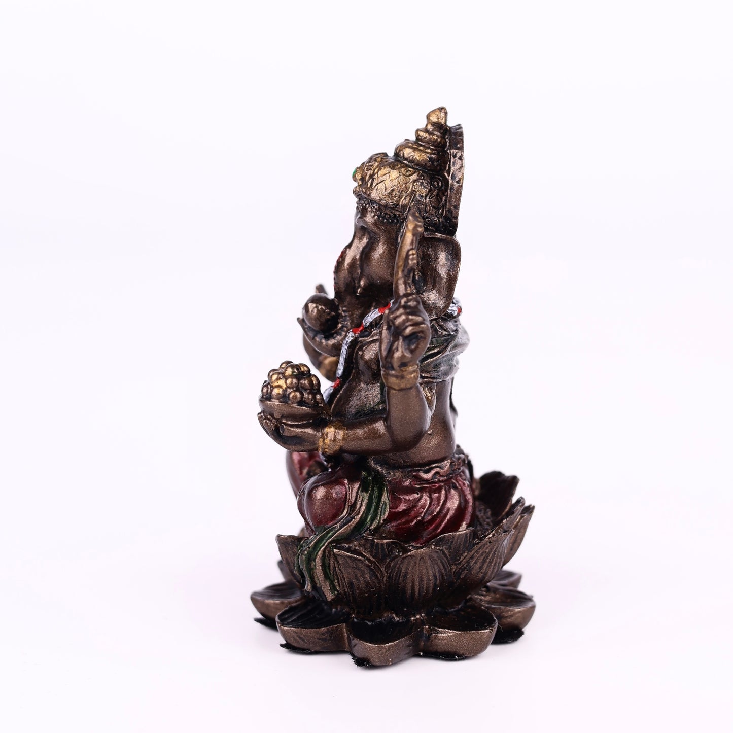 Laxmi Ganesh Resin Brass Metal Finishing Murti, Ganesha Lakshmi murti 4cm Height Statue for Pooja, Home Decor, and Car Dashboard 1 Set