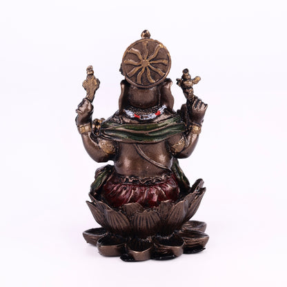 Laxmi Ganesh Resin Brass Metal Finishing Murti, Ganesha Lakshmi murti 4cm Height Statue for Pooja, Home Decor, and Car Dashboard 1 Set