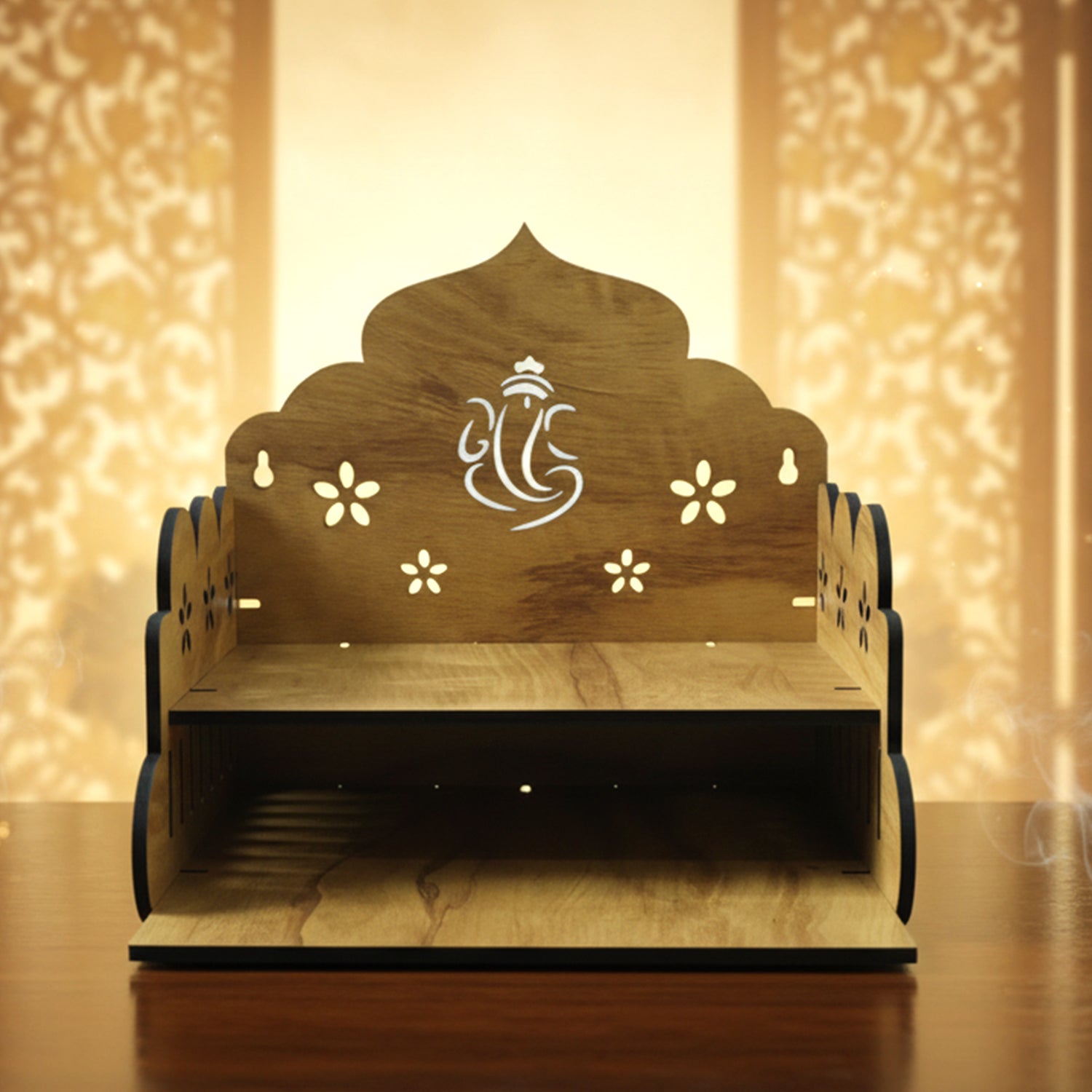 Wooden Temple Style Home Mandir Stand For Pooja