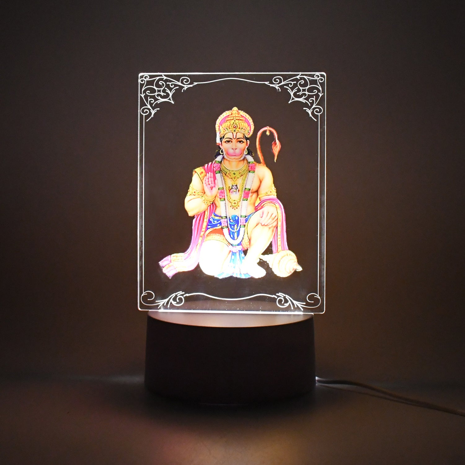 Beautiful 3d Lord Hanuman Frame With Soft White Light (1 Pc)